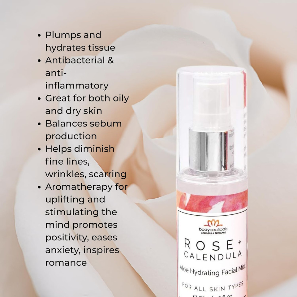 Rose + Calendula Aloe Hydrating Facial Mist - For All Skin Types - Non-Gmo, Vegan, Wheat-Free, Gluten-Free, Soy-Free - 2Oz