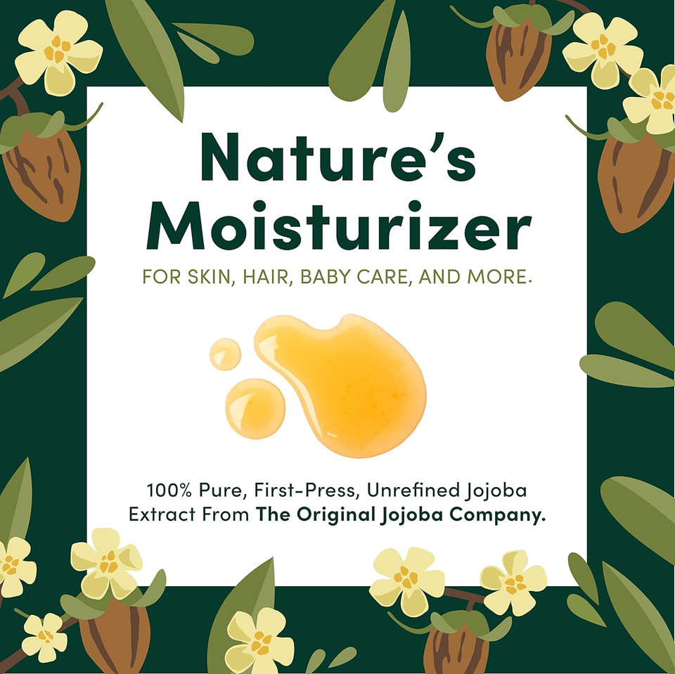 Hobacare Organic Unrefined Jojoba Oil For Nails, Cuticles, Dry Skin, Beard, Scalp Massage  Mini Travel Size 100% Pure Hexane Free Natural Carrier Oil For Skincare, Hair, Shaving Aftercare (4.22 Oz)