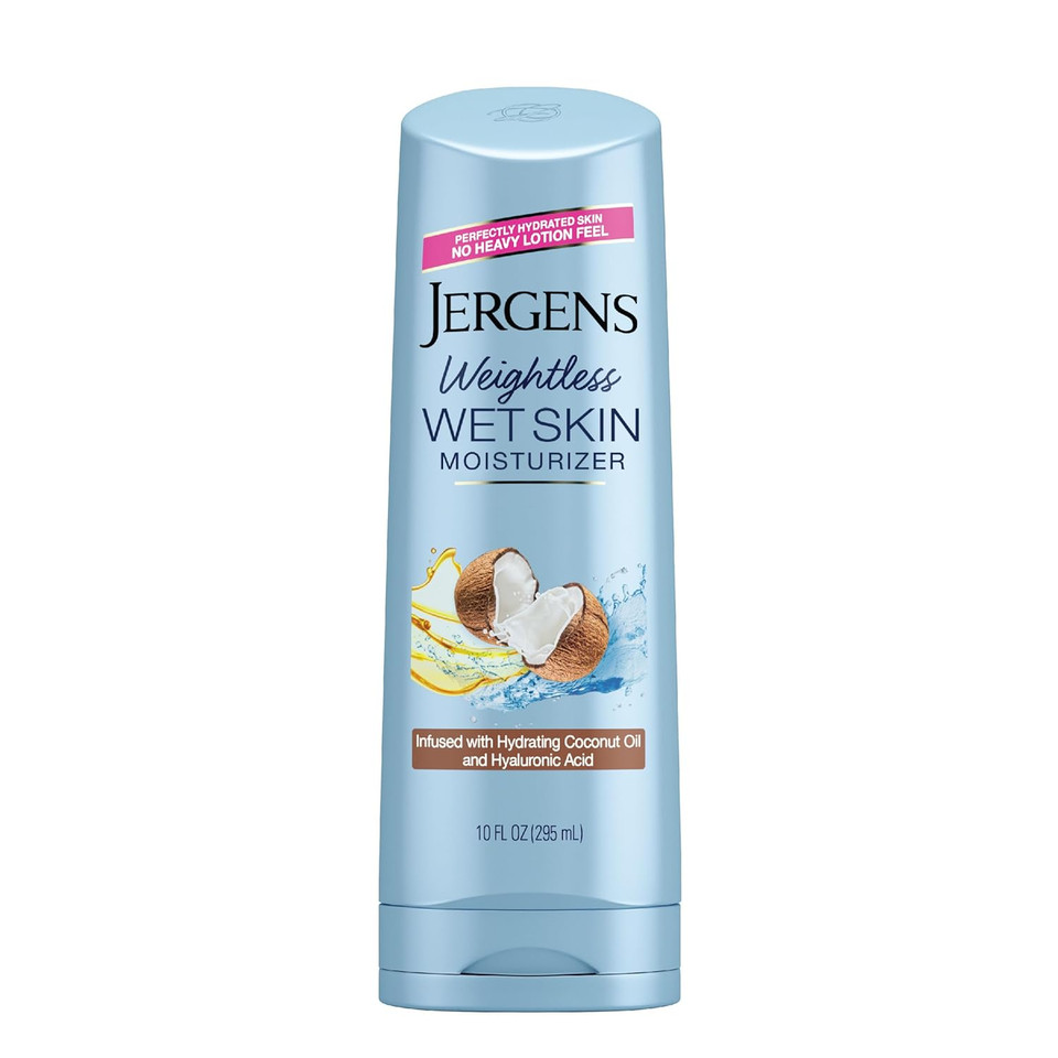 Jergens Wet Skin Body Moisturizer With Coconut Oil, In Shower Lotion For Dry Skin, Fast-Absorbing, Non-Sticky, Dermatologist Tested, 10 Oz