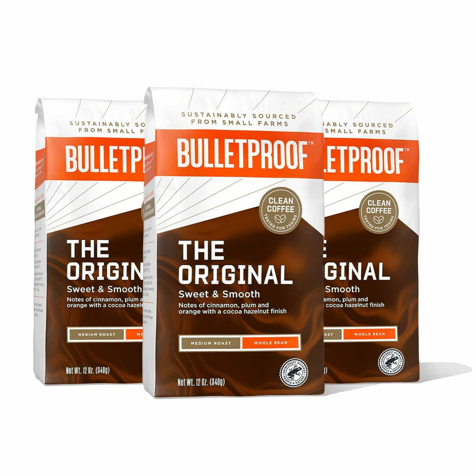 Bulletproof Original Medium Roast Whole Bean Coffee, 12 Ounces (Pack Of 3), 100% Arabica Coffee Sourced From Guatemala, Colombia, & El Salvador12 Ounce (Pack Of 3)