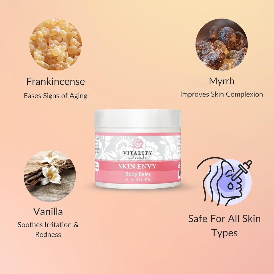 Vitality Extracts Skin Envy Balm - Moisturizer, Beeswax, Vitamin A, Skin Care, All Natural, Coconut Oil