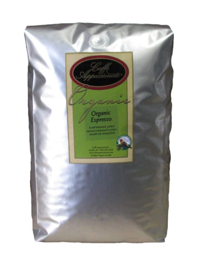 Caffe Appassionato Organic Shade Grown Espresso Roast Whole Bean Coffee, 5-Pound Bags5 Pound (Pack Of 1)