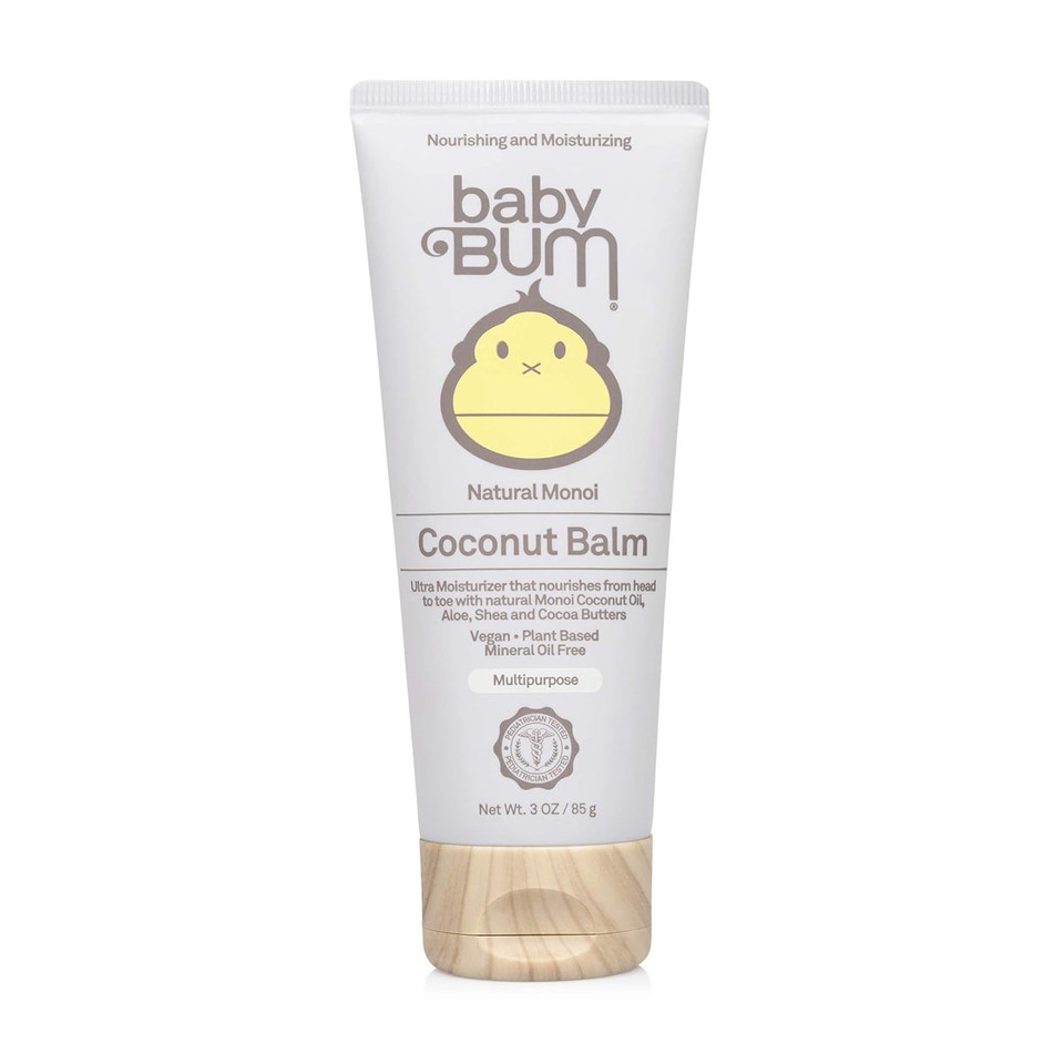 Sun Bum Baby Bum Monoi Coconut Balm - Natural Multipurpose Moisturizing Coconut Oil For Sensitive Skin With Shea And Cocoa Butter - Natural Fragrance - Gluten Free And Vegan - 3 Oz