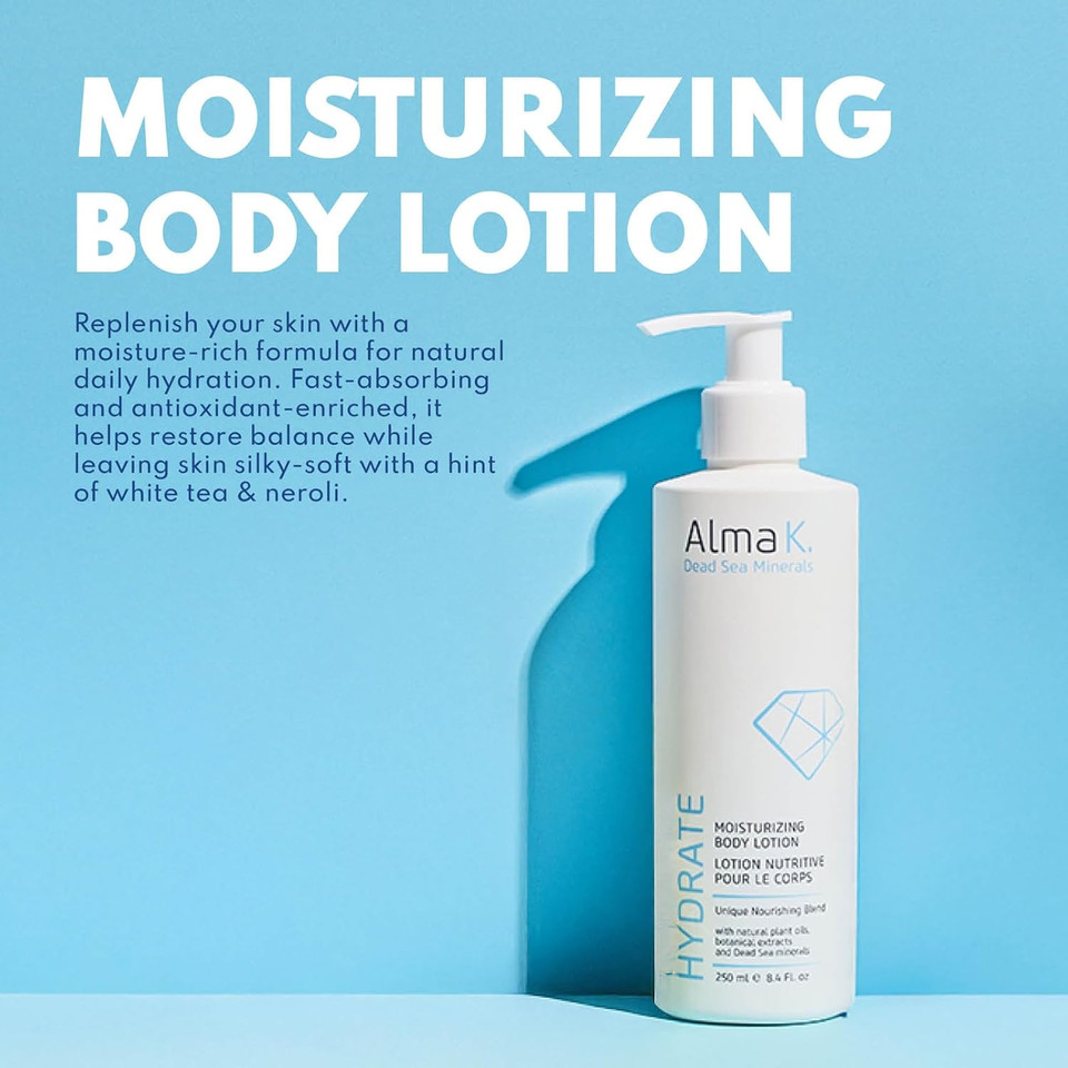 Alma K Moisturizing Body Lotion - Infused With Dead Sea Minerals - Vitamin E - Hydrating Body Lotion For Women - Body Lotion For Dry Skin - 8.4 Oz