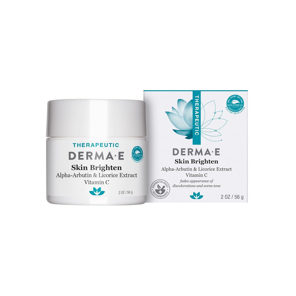 Derma E Skin Brightening Cream  Lightening Cream For Dark Spots  Natural Face And Body Brightener For Age Spots, Hyperpigmentation And Uneven Skin Tone, 2 Oz