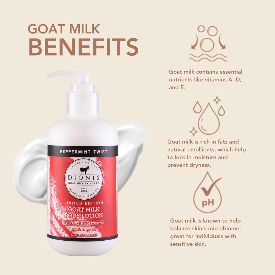 Dionis Goat Milk Hydrating Skincare Cream, Rich & Creamy Daily Moisturizing Love Scented Body Lotion For Dry Skin, Made In The Usa, Cruelty-Free & Paraben-Free, 8.5 Oz Bottle