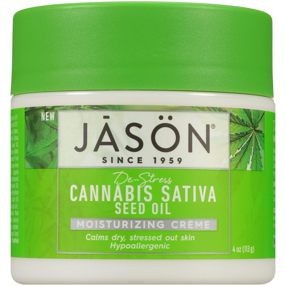 Jason Moisturizing Crème, De-Stress Cannabis Sativa Seed Oil, 4 Oz