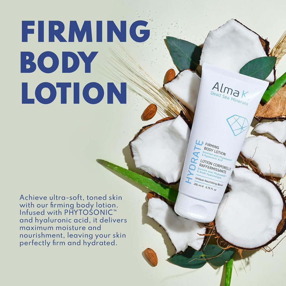 Alma K Firming Body Lotion - Daily Body Cream - With Dead Sea Minerals, Hyaluronic Acid - Body Lotion For Dry Skin - 6.7 Oz