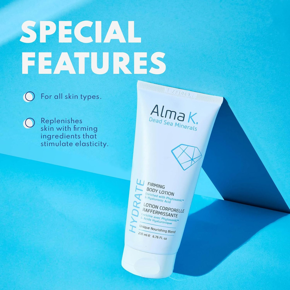 Alma K Firming Body Lotion - Daily Body Cream - With Dead Sea Minerals, Hyaluronic Acid - Body Lotion For Dry Skin - 6.7 Oz