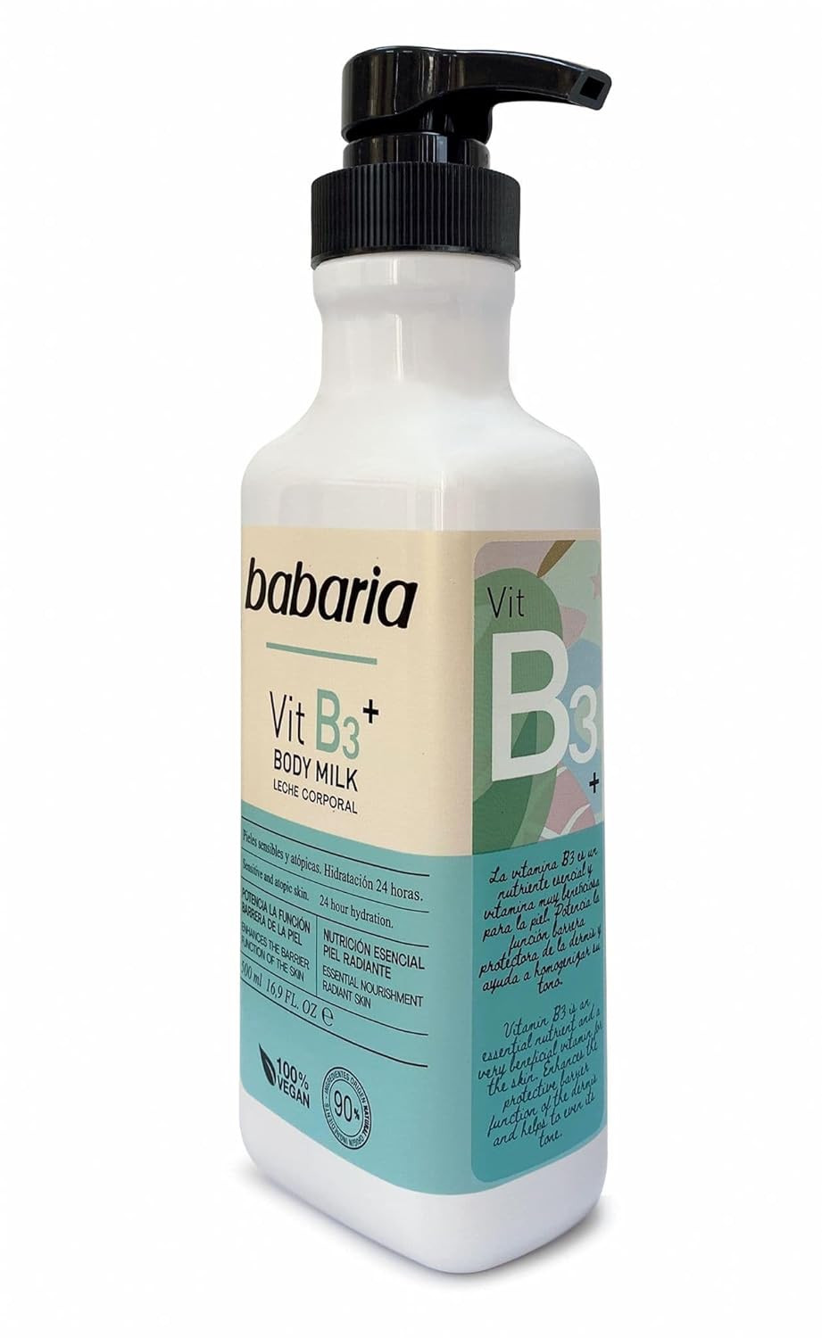 Babaria Vitamin B3 Body Milk - Nourishing Body Lotion For Women And Men - Enhances Skin Barrier - Moisturizing Body Cream For Sensitive Skin - 16.9 Oz