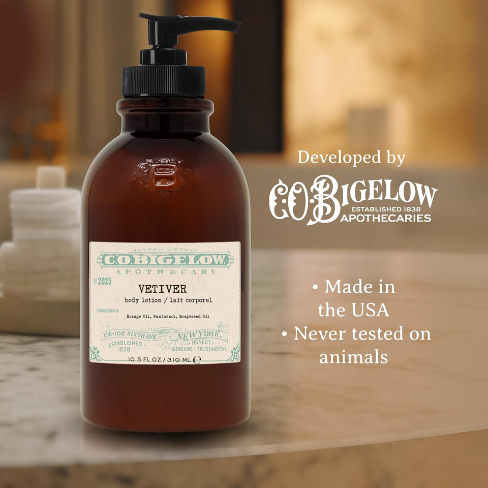 C.O. Bigelow Iconic Collection Amber Body Lotion, Scented Body Cream With Grapeseed Oil And Shea Butter, 10.5 Fl Oz