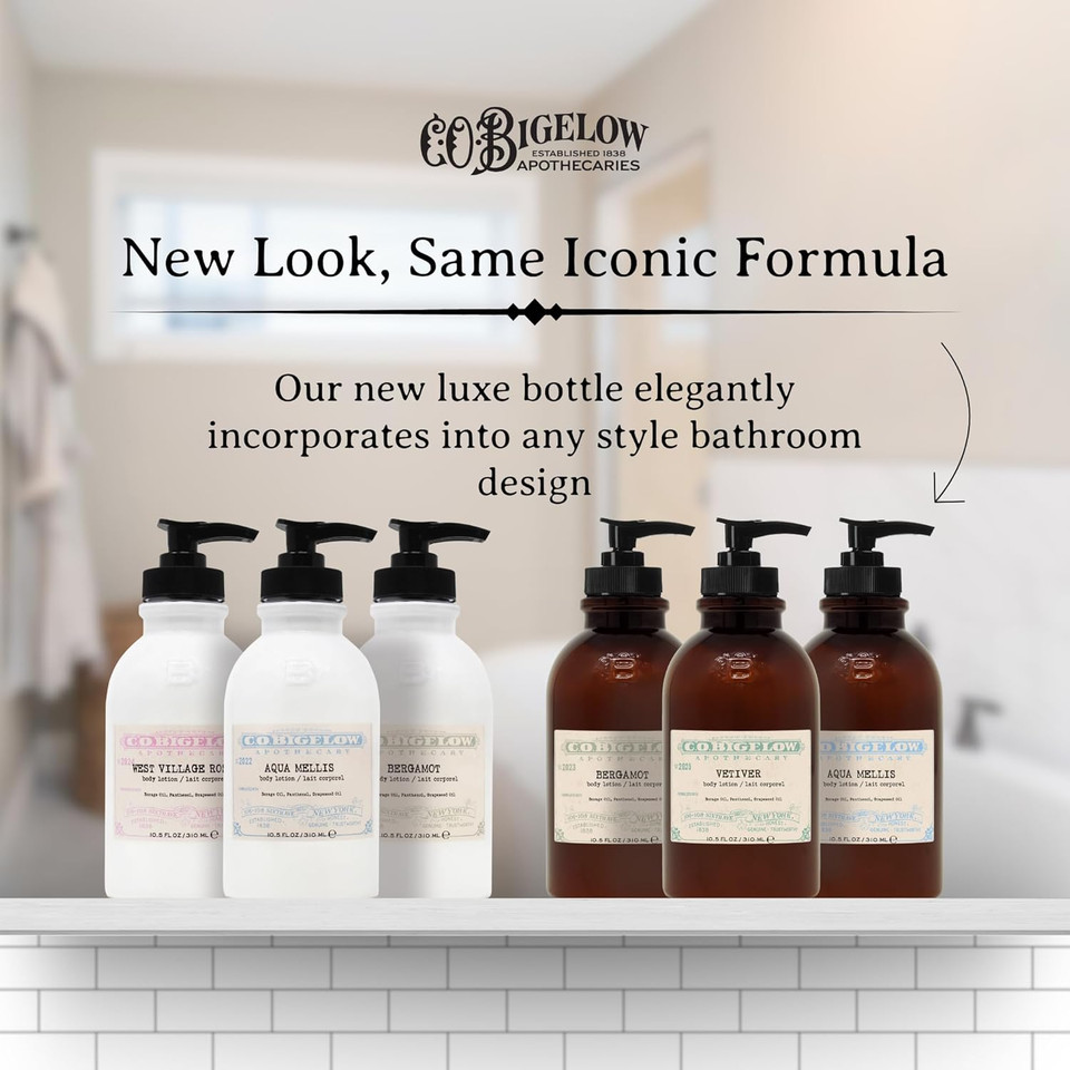 C.O. Bigelow Iconic Collection Vetiver Body Lotion, Scented Body Cream With Grapeseed Oil And Shea Butter, 10.5 Fl Oz