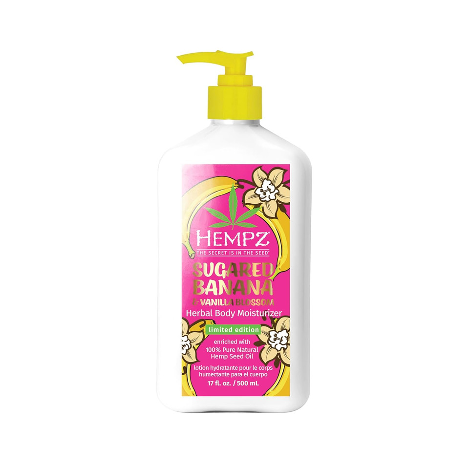 Hempz Sugared Banana & Vanilla Blossom Body & Hand Lotion, Ultra Hydrating Moisturizer For Men And Women, 17 Oz