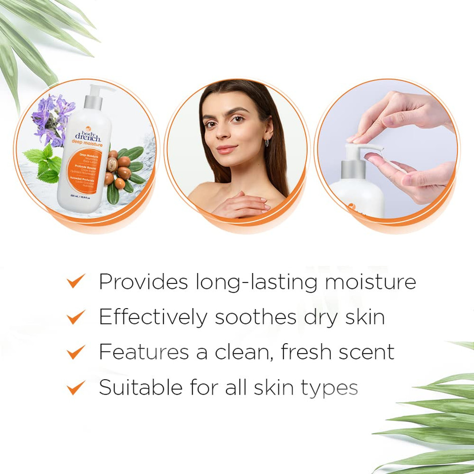Body Drench Moisturizing Daily Body Lotion For All Skin Types, Nourishing Deep Moisture, 16.9 Fl Oz