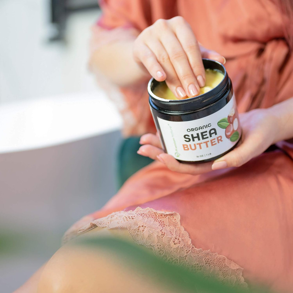 Premium Nature Organic Shea Butter - Pure & Raw Virgin Unrefined Body Butter - Dry Skin Care, Scar & Stretch Mark Cream, 16 Oz