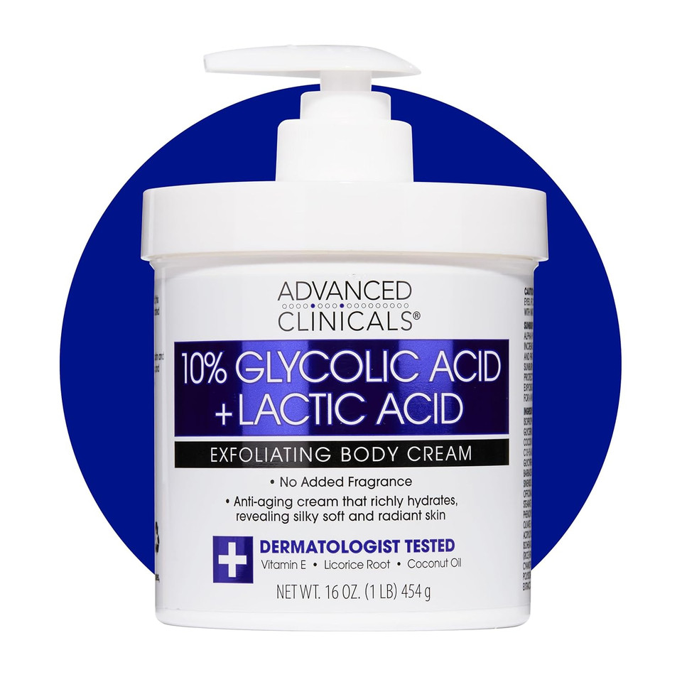 Advanced Clinicals 10% Glycolic Acid + Lactic Acid Lotion Exfoliant Moisturizing Cream With Hyaluronic Acid Moisturizer | Aha Exfoliating Body Cream Improves Look Of Uneven Rough Skin Texture, 16 Oz Advanced Clinicals 10% Glycolic Acid + Lactic Acid Lotion Exfoliant Moisturizing Cream With Hyaluronic Acid Moisturizer | Aha Exfoliating Body Cream Improves Look Of Uneven Rough Skin Texture, 16 Oz