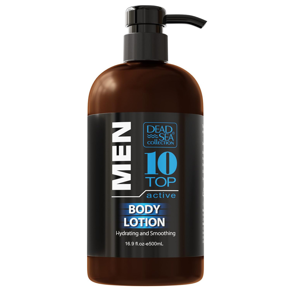 Dead Sea Collection Top 10 Men'S Body Lotion  Sandalwood Oil And Dead Sea Minerals - Maximum Hydration Nourishing Moisturizing Lotion For Men - 16.9 Fl Oz Bottle
