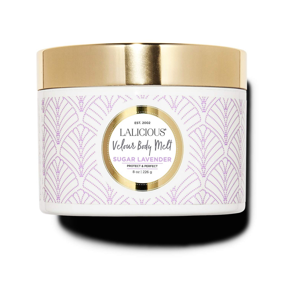 Lalicious Sugar Lavender Velour Body Melt - Multitasking Gel-To-Oil Skin Moisturizer With Macadamia Oil & Coconut Oil - Shave Gel, Hair/Scalp/Hand/Foot Mask - Help Prevent Stretch Marks (8Oz)