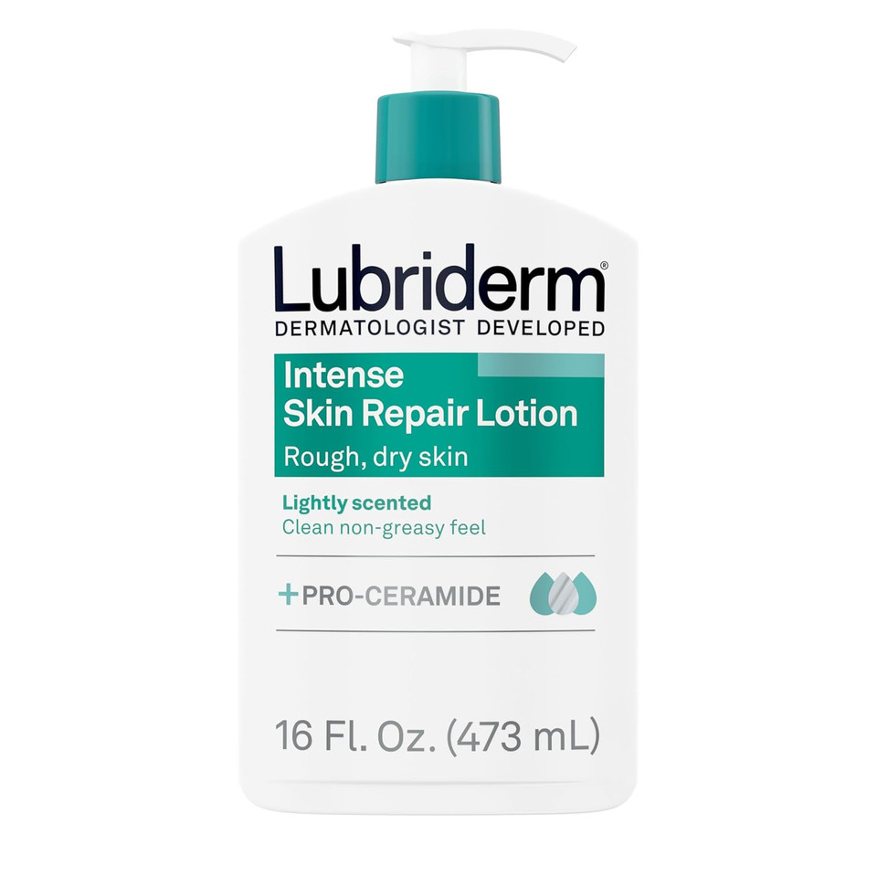 Lubriderm In-Tense Skin Repair Moisturizing Hand & Body Lotion + Pro-Ceramide, 48-Hour Hydration For Rough, Dry, & Sensitive Skin, Non-Greasy, Hypoallergenic, Lightly Scented, 16 Fl. Oz