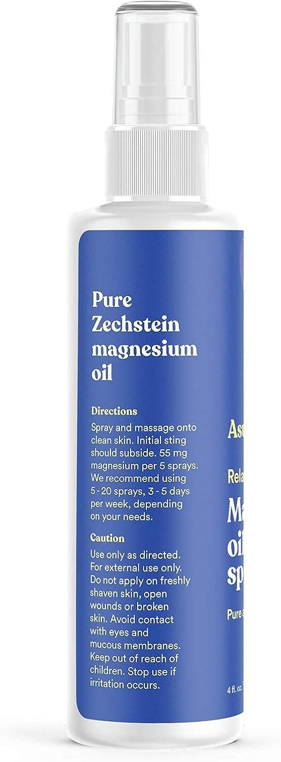 Asutra Magnesium Oil Spray, 4 Fl Oz - Topical Magnesium, Rapid Absorption, Pure, Odorless And Non-Greasy, Magnesium Derived From Zechstein Seabed