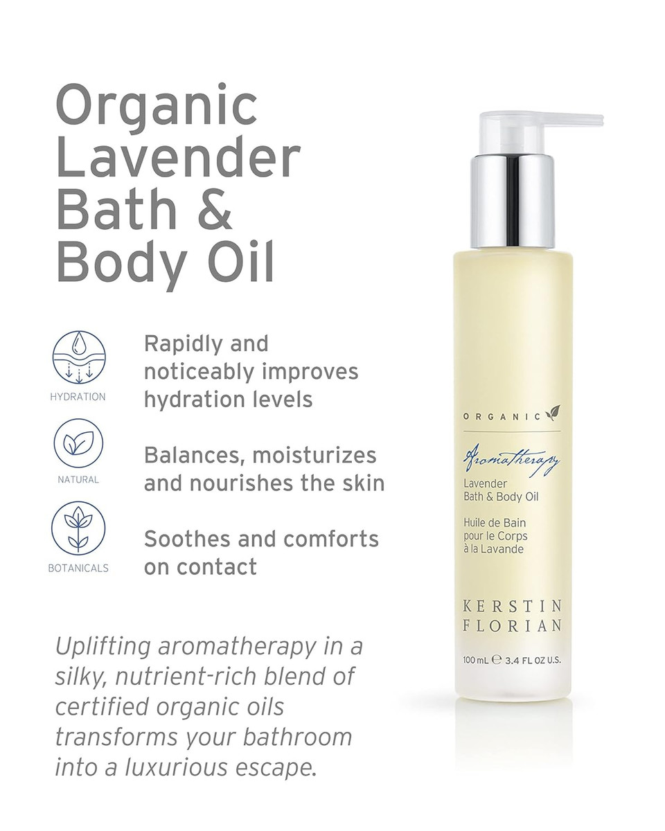 Kerstin Florian Organic Lavender Body Oil | Nutrient-Rich Moisturizer With Vitamin E, Coconut & Jojoba Oils | Natural Essential Oils For Relaxation & Massage | 3.4 Fl Oz Kerstin Florian Organic Lavender Body Oil | Nutrient-Rich Moisturizer With Vitamin E, Coconut & Jojoba Oils | Natural Essential Oils For Relaxation & Massage | 3.4 Fl Oz