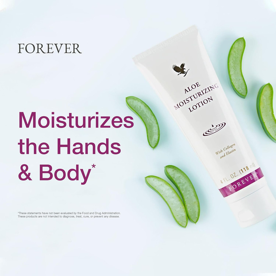 Forever Living - Aloe Moisturizing Lotion, Deep Hydration With Aloe Vera, Collagen, And Elastin, For Hands And Body, 4 Fl Oz