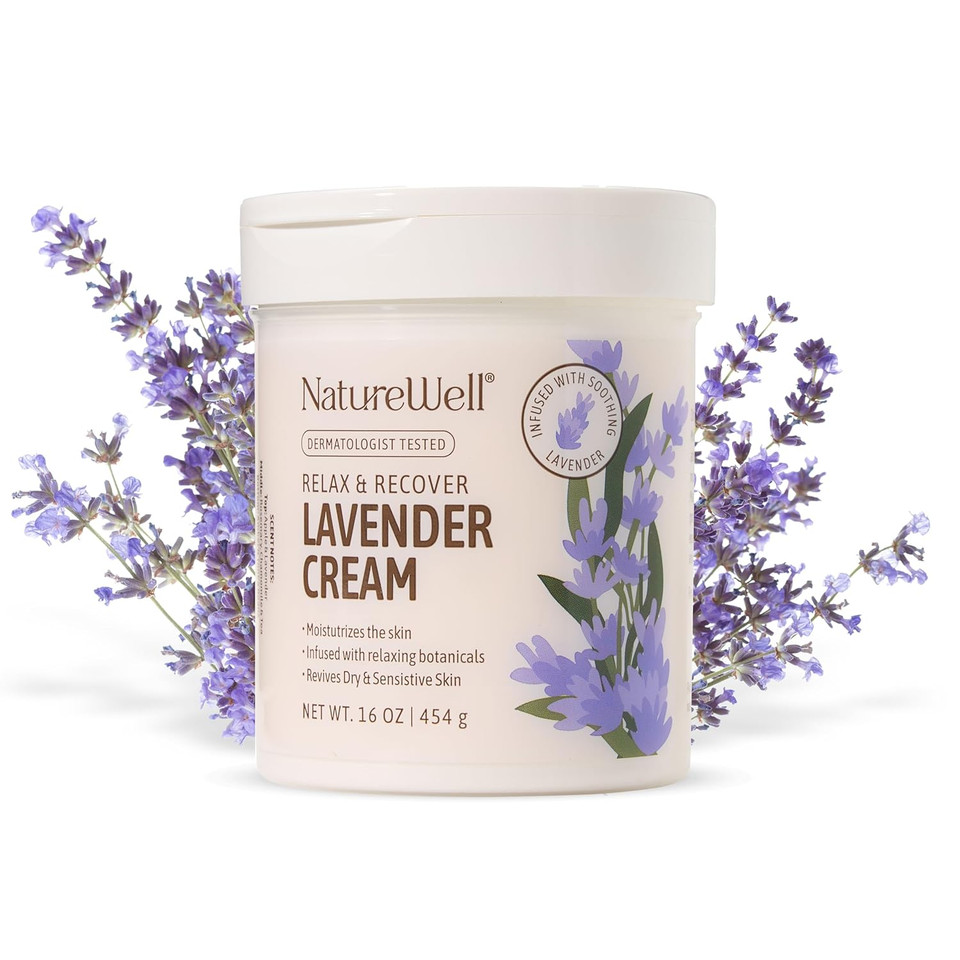 Nature Well Lavender Smooth & Soften Moisturizing Cream For Face, Body, & Hands, Calming & Soothing, Infused With Natural Oils & Extracts, Restores Skin Moisture Barrier, 16 Oz