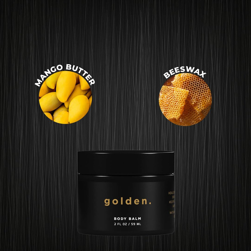Golden Grooming Co. Men'S Body Balm - Intense Repair Balm For Extra Dry Skin - Naturally Derived, Hydrating Formula - Suitable For All Skin Types With Coconut Oil & Mango Butter - 2 Fl Oz