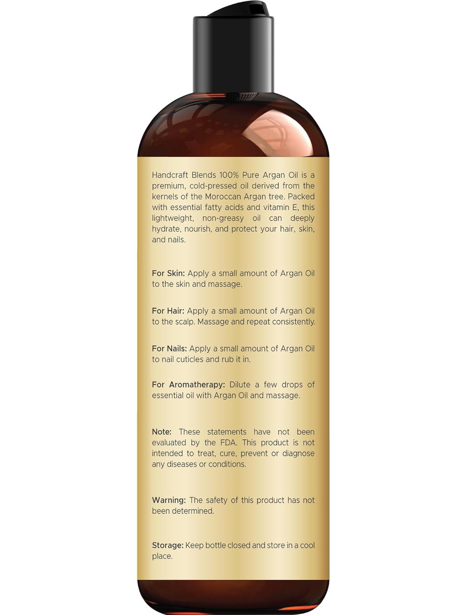 Handcraft Blends Moroccan Argan Oil - 8 Fl Oz - 100% Pure And Natural - Premium Grade Carrier Oil For Skin And Hair - Hair And Body - Massage - Cold-Pressed