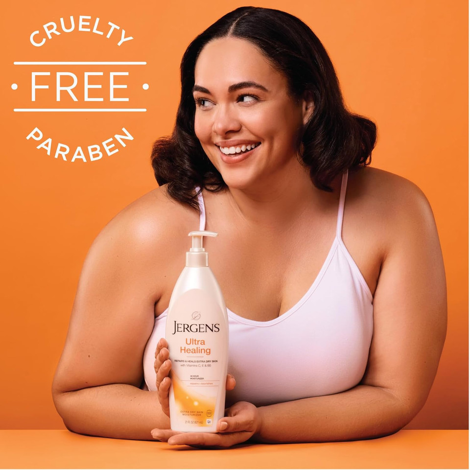 Jergens Ultra Healing Dry Skin Lotion, Hand And Body Moisturizer For Quick Absorption Into Extra Dry Skin With Hydralucence Blend, Vitamins C, E And B5, 32Oz