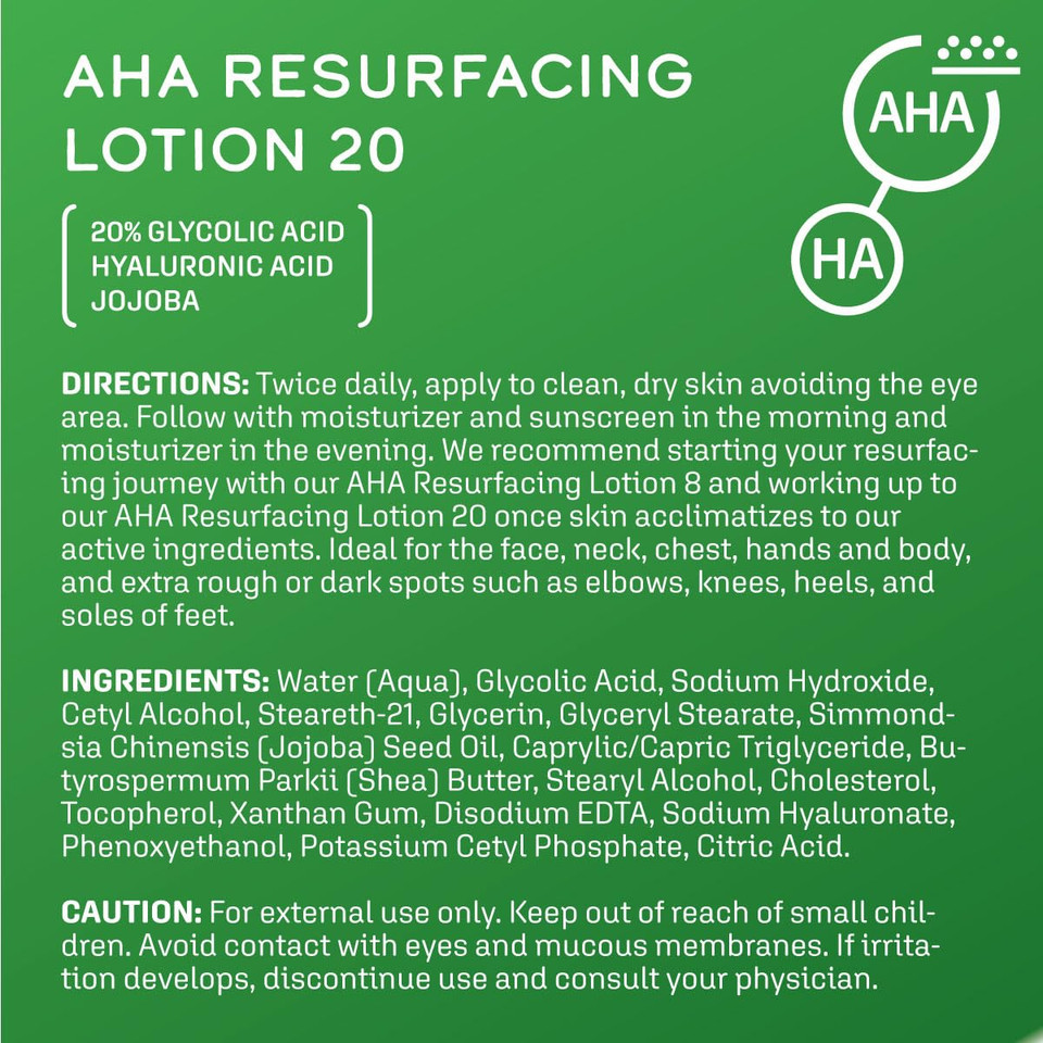Dcl Skincare Aha Resurfacing Lotion 20 With 20% Glycolic Acid, 1.7 Fl Oz