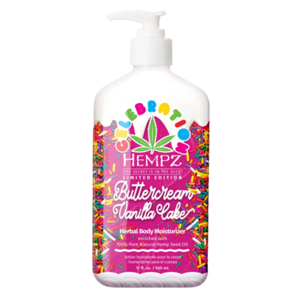 Hempz Body Lotion - Buttercream Vanilla Cake Celebration Limited Edition Daily Moisturizing Cream, Shea Butter, Aloe - Skin Care Products - Travel Size, 2.25 Oz