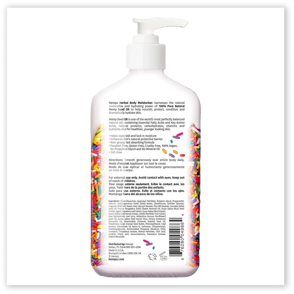 Hempz Body Lotion - Buttercream Vanilla Cake Celebration Limited Edition Daily Moisturizing Cream, Shea Butter, Aloe - Skin Care Products - Travel Size, 2.25 Oz