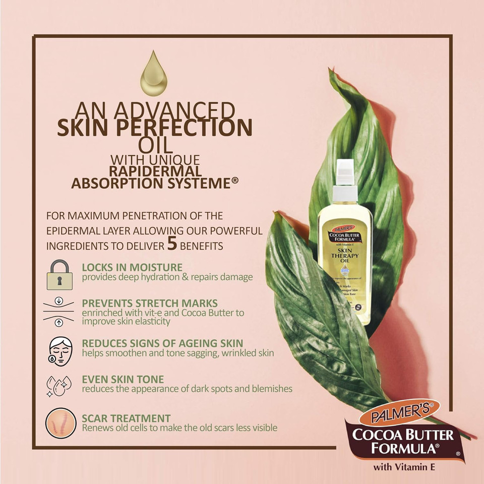 Palmer'S Cocoa Butter Formula Skin Therapy Moisturizing Body Oil With Vitamin E & Pure Argan Oil, Deep Body Moisturizer For Dry, Damaged Skin, Scars Or Stretch Marks, 2 Ounces Palmer'S Cocoa Butter Formula Skin Therapy Moisturizing Body Oil With Vitamin E & Pure Argan Oil, Deep Body Moisturizer For Dry, Damaged Skin, Scars Or Stretch Marks, 2 Ounces