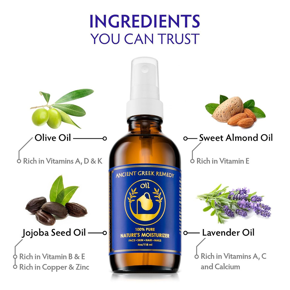 Ancient Greek Remedy After Shower Body Oil For Women - Organic Face Oil & Body Moisturizer For Dry Skin With Sweet Almond, Jojoba, Olive, Lavender And Vitamin E Oil - Natural Clean Skincare, 4 Oz Ancient Greek Remedy After Shower Body Oil For Women - Organic Face Oil & Body Moisturizer For Dry Skin With Sweet Almond, Jojoba, Olive, Lavender And Vitamin E Oil - Natural Clean Skincare, 4 Oz