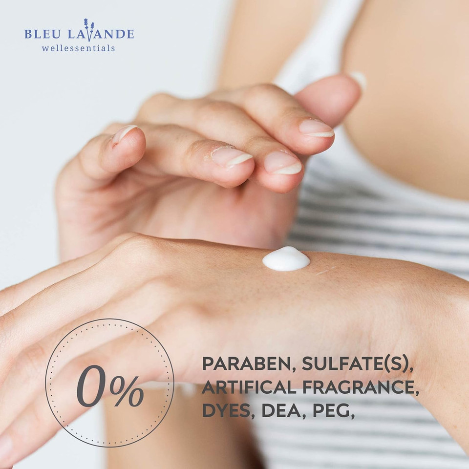 Bleu Lavande  Natural Lavender Hand Cream  Made With Certified Premium & 100% Pure True Lavender Essential Oil  Non-Greasy  Soothing, Cruelty-Free And Vegan  No Artificial Fragrances - 8.4 Fl Oz