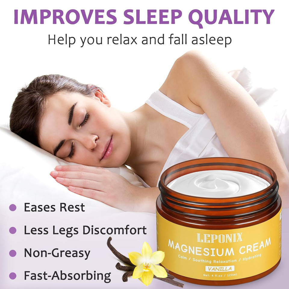 Magnesium Cream For Leg Cramps & Joint Pain Relief  Soothing Nighttime Magnesium Body Butter For Muscle Relaxant, Sleep Aid For Adults  Magnesium Lotion For Seniors & Active Lifestyles