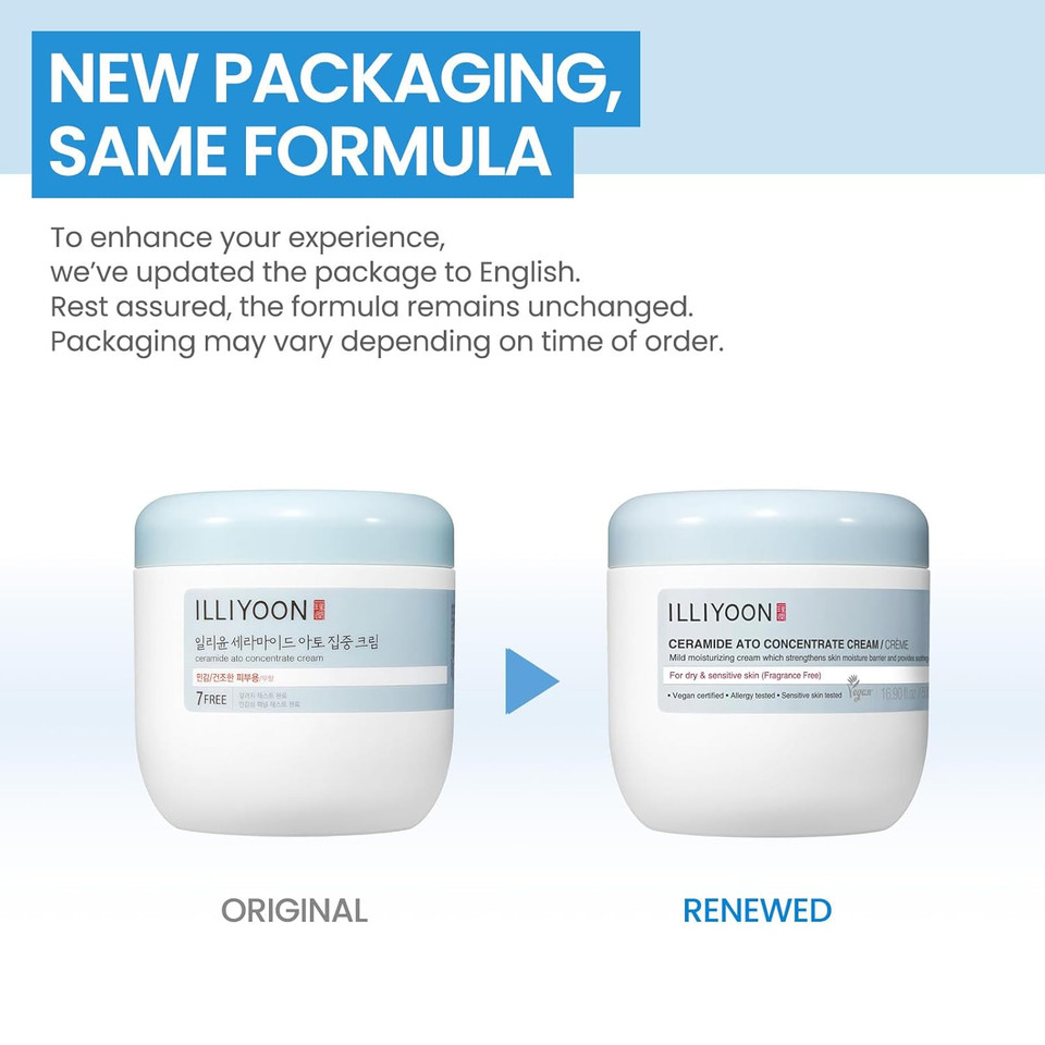 Illiyoon Ceramide Ato Concentrate Cream | Moisturizer For Dry & Sensitive Skin, 100Hr Lasting Hydration, For Face & Body, Gentle For Infants, Moisture Barrier Repair, Vegan Certified, 2.53 Fl.Oz
