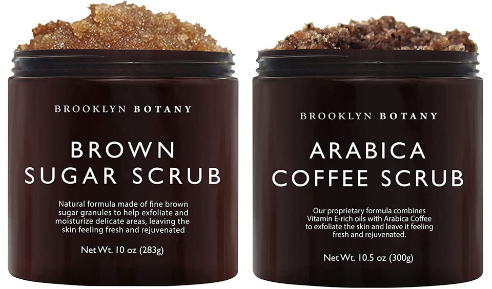 Brooklyn Botany Brown Sugar Body Scrub & Arabica Coffee Body Scrub - Exfoliating Body Scrub  Anti Cellulite Scrub Helps Fight Stretch Marks, Cellulite, Veins And Eczema  Gift For Women - 10 Oz