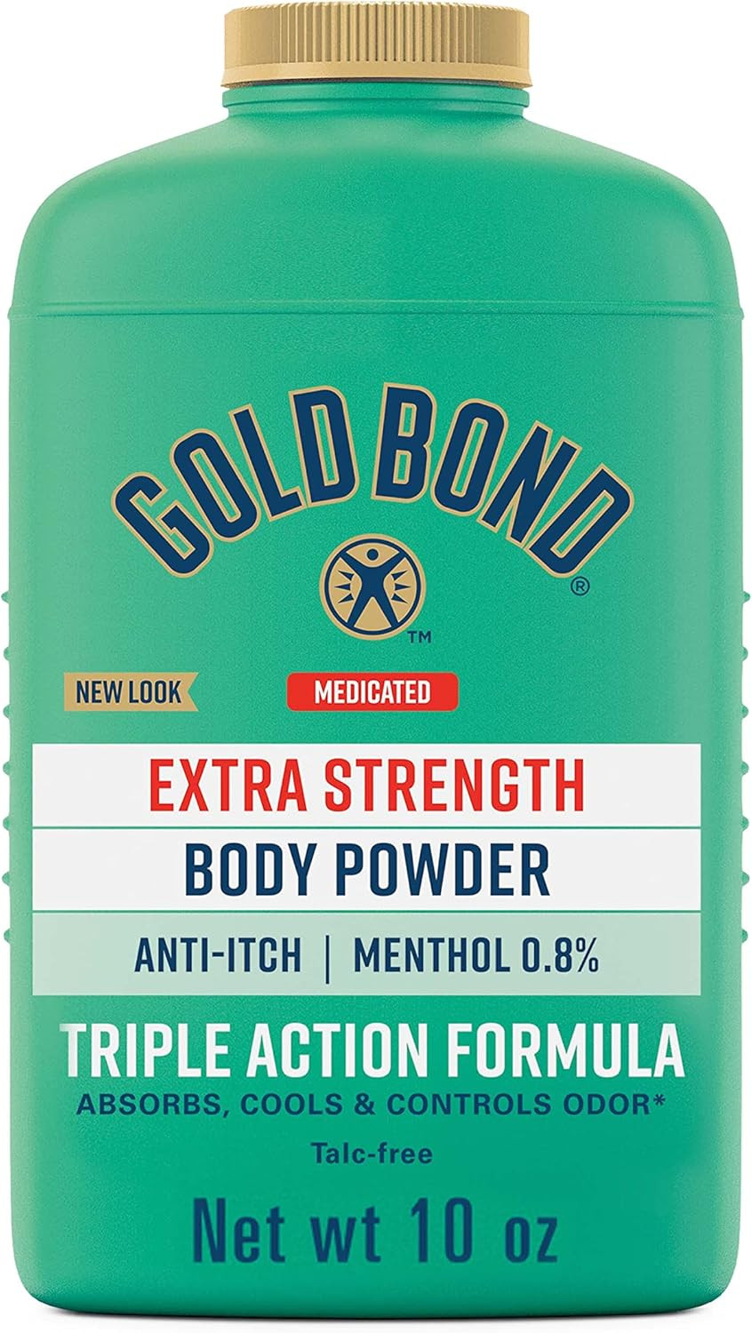Gold Bond Medicated Talc-Free Extra Strength 10 Oz Body Powder & 1.75 Oz Friction Defense Stick Bundle For Itch Relief & Skin Protection