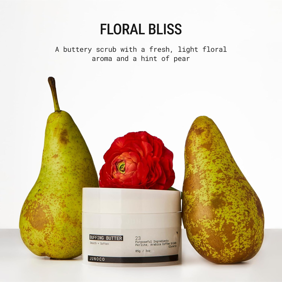 Juno & Co. Buffing Butter, Buttery Body Scrub With Refillable Pod For Exfoliating & Hydrating 85 G/3.0 Oz