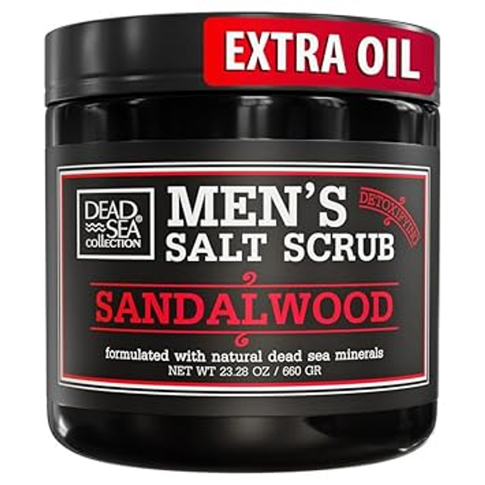 Salt Body Scrub Amberwood For Men  Moisturizes, Exfoliates & Nourishes Skin  Cleanses & Detoxifies With Dead Sea Minerals - Dead Sea Collection  23.28 Oz