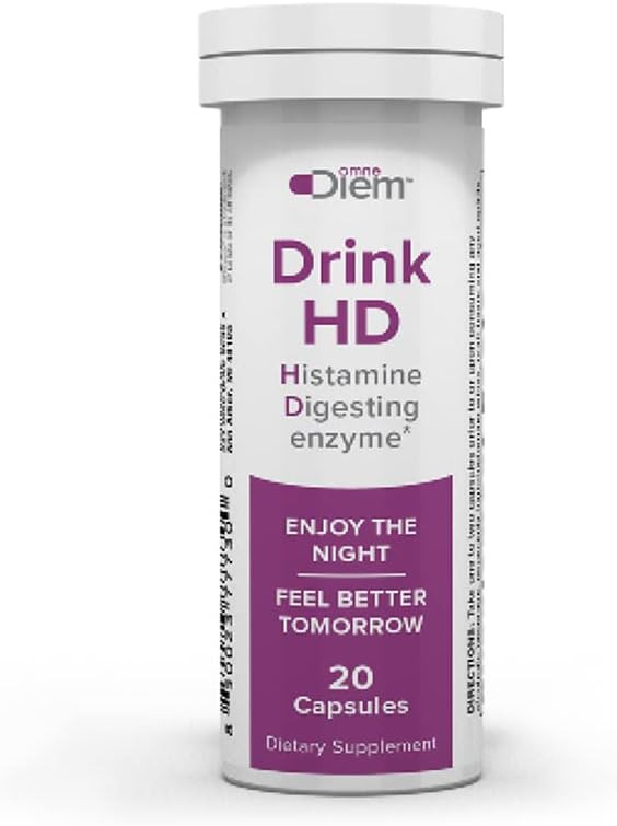 Omne Diem Drink Hd Dietary Supplement: Natural Histamine Neutralizing & Digesting Enzyme  6.4Mg Diamine Oxidase (Dao), 20 Capsules