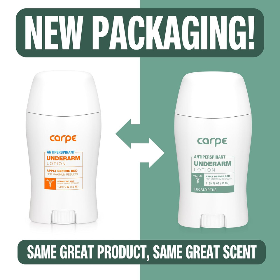 Carpe Sweat Absorbing Underarm, Hand & Foot Lotion Bundle, Head To Toe Sweat Protection For Hands, Feet, And Underarm, Dermatologist Recommended