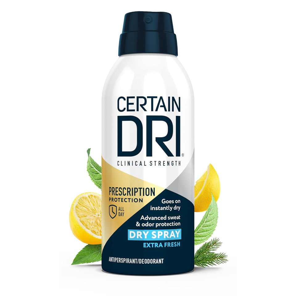 Certain Dri Prescription-Strength Clinical Antiperspirant Deodorant Dry Spray For Men & Women - Fast-Acting Protection From Excessive Sweating - 4.2 Oz