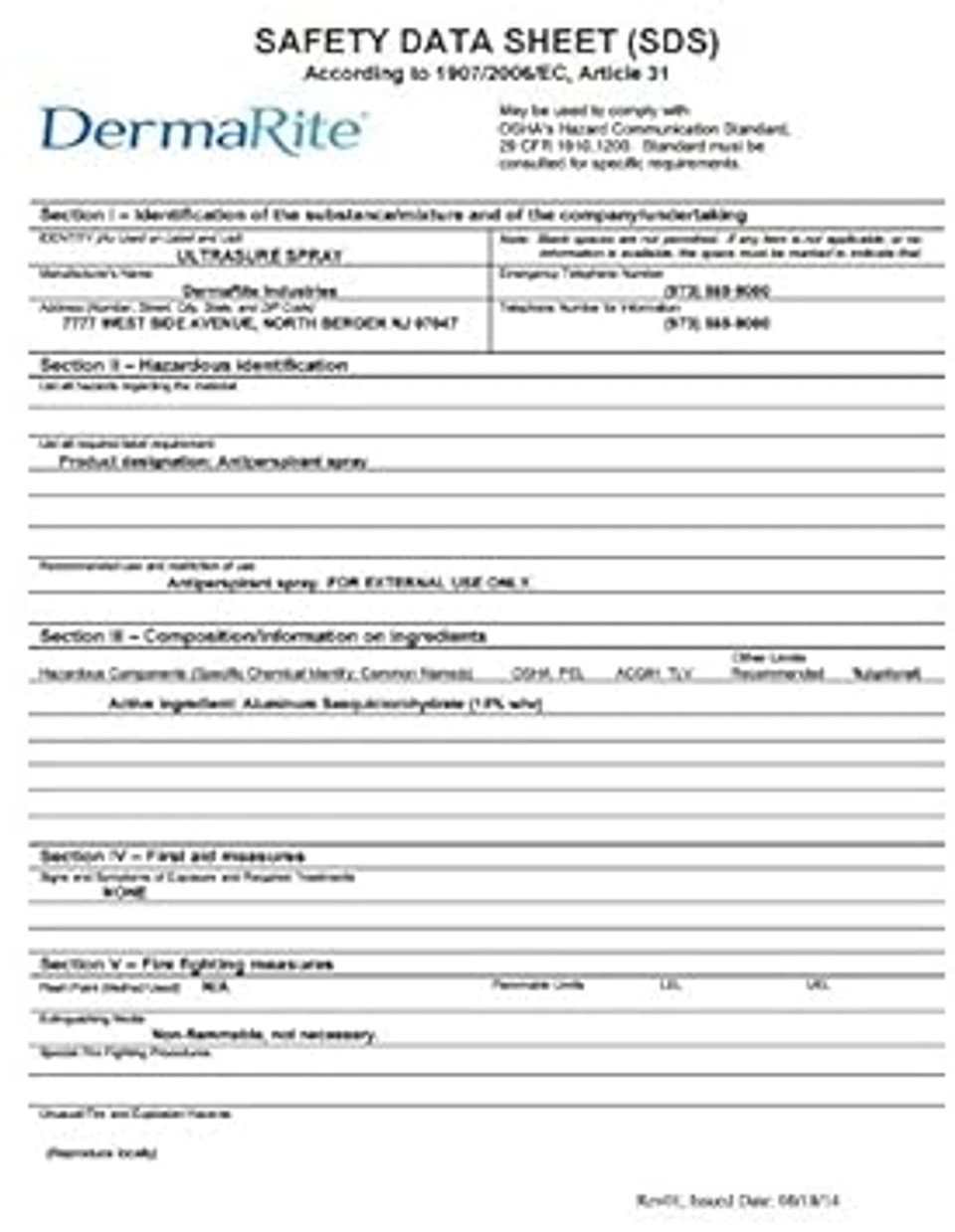 Dermarite'S Ultrasure Anti-Perspirant & Deodorant - 24-Hour Odor Protection, Reduces Underarm Wetness - Pump Spray Bottle, 4 Oz., 24 Count