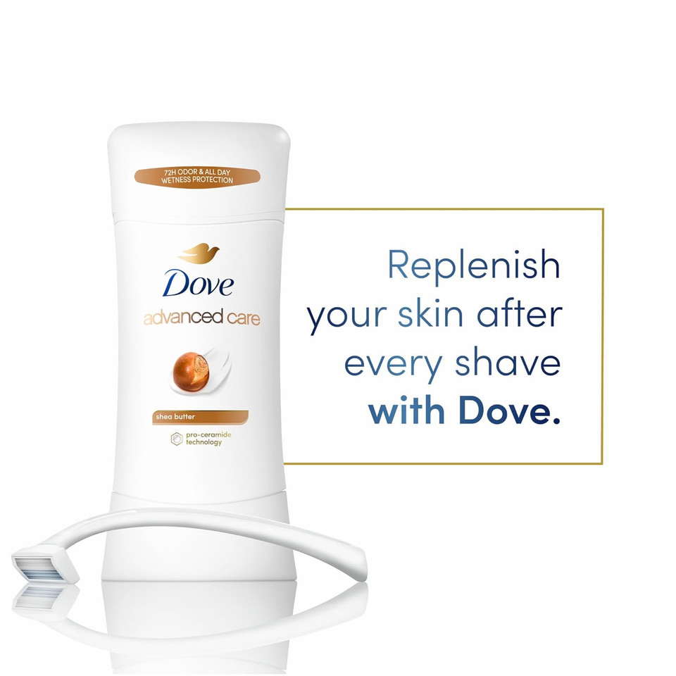 Dove Advanced Care Antiperspirant Deodorant Stick Caring Coconut For Helping Repair Skin Barrier After Shaving, With 72-Hour Sweat & Odor Protection, 2.6 Oz