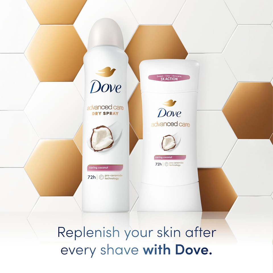 Dove Advanced Care Antiperspirant Deodorant Stick Cool Essentials For Helping Repair Skin Barrier After Shaving, With 72-Hour Sweat & Odor Protection, 2.6 Oz