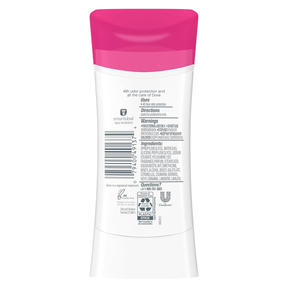 Dove Teens Deodorant Stick Strawberry Sparkle, For Gentle Underarm Care, 48-Hour Odor Protection And Aluminum Free Deodorant, 2.6 Oz