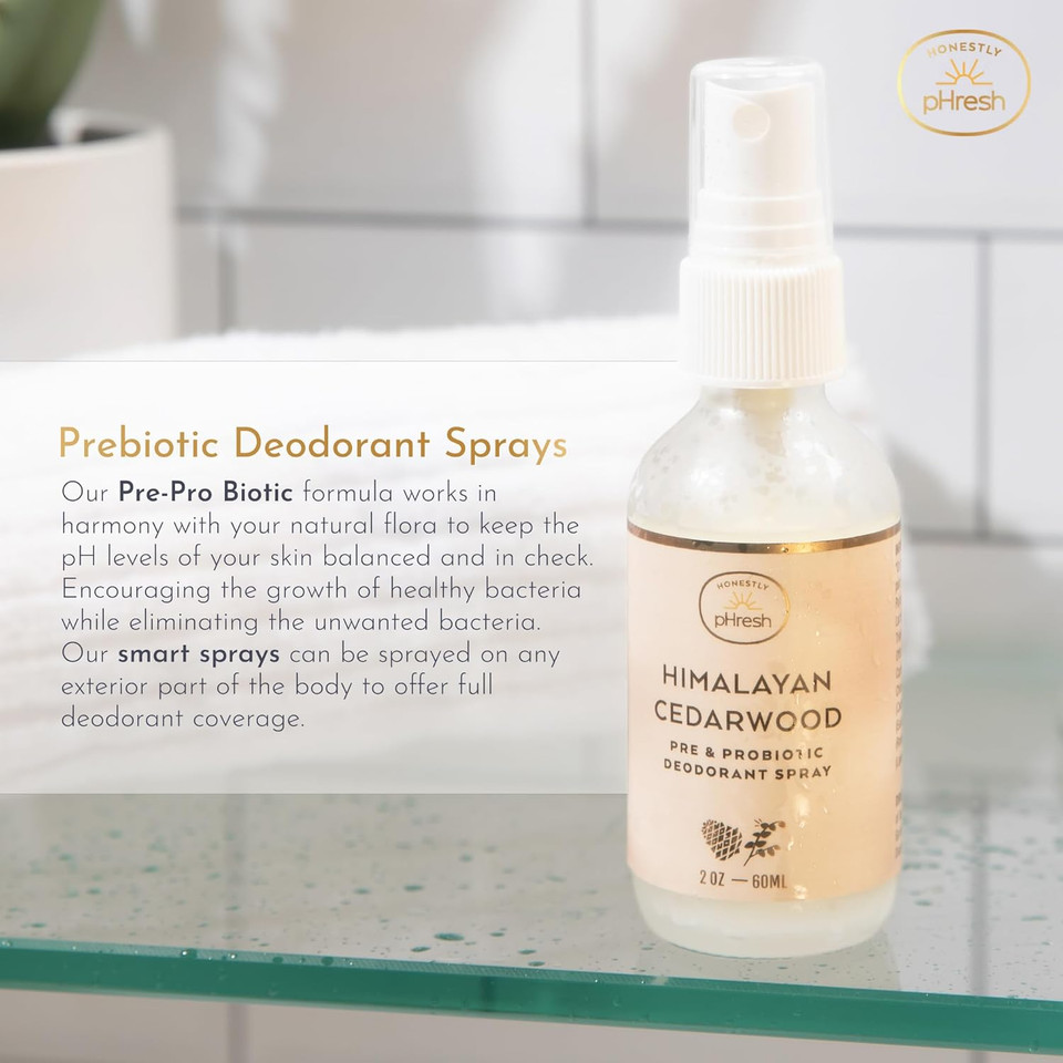 Honestly Phresh Pre & Probiotic Deodorant Spray For Women  Aluminum & Baking Soda Free Natural Deodorant Mist With 24-Hour Odor Protection  Vegan, Made In Usa - Cardamom Rose Scent, 2Floz